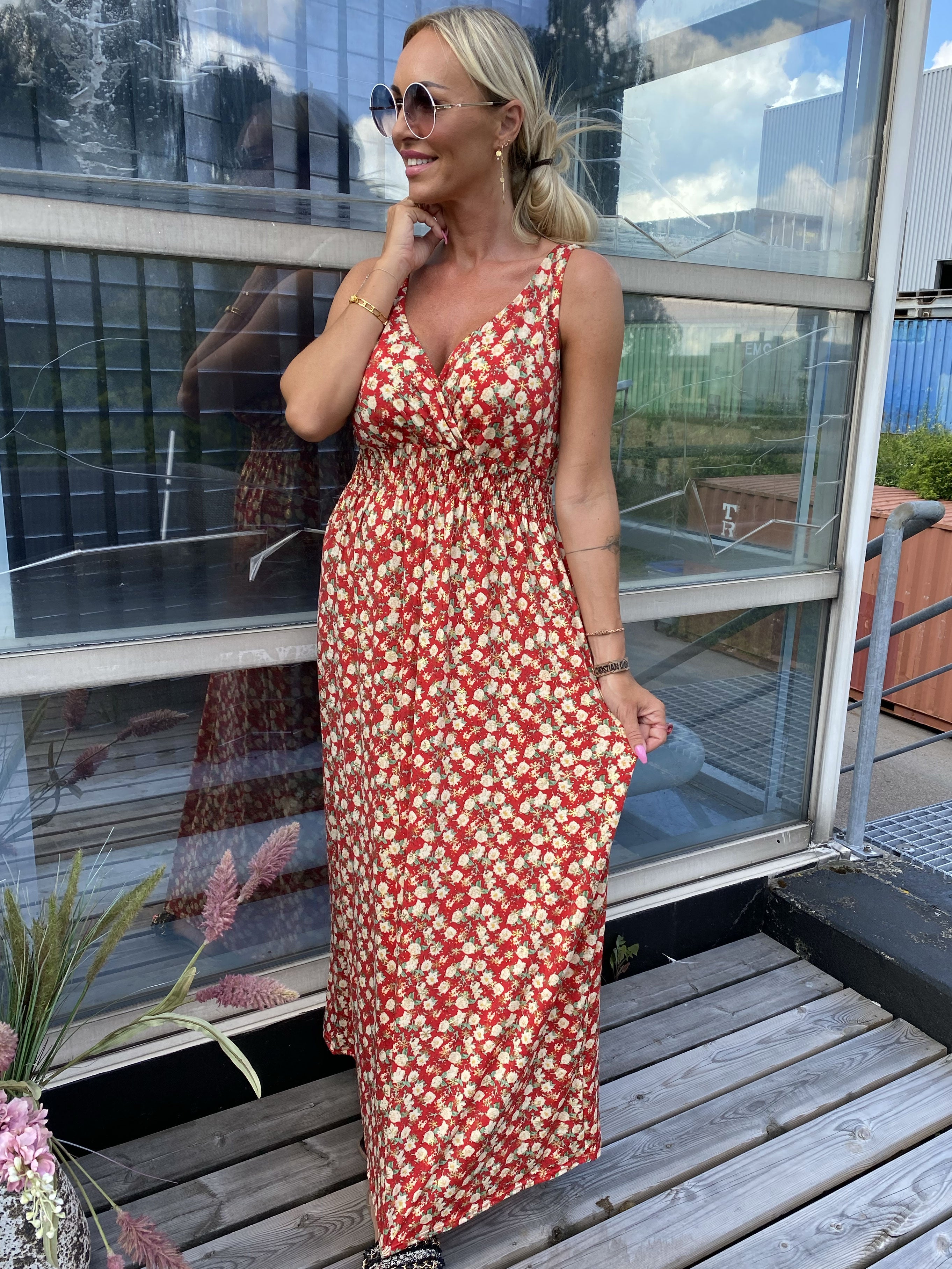 Carmina - Mønstret stropkjole i elastisk stof